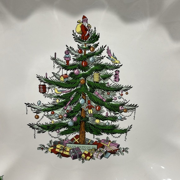 Spode Christmas Tree 15" Oval Fluted Serving Dish platter made in England - Picture 2 of 14